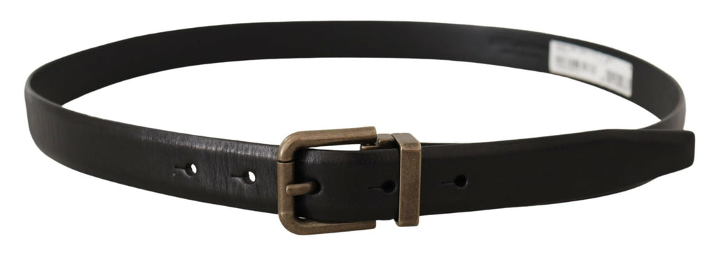 Ceinture Dolce & Gabbana en cuir de veau noir et boucle ardillon en laiton brossé