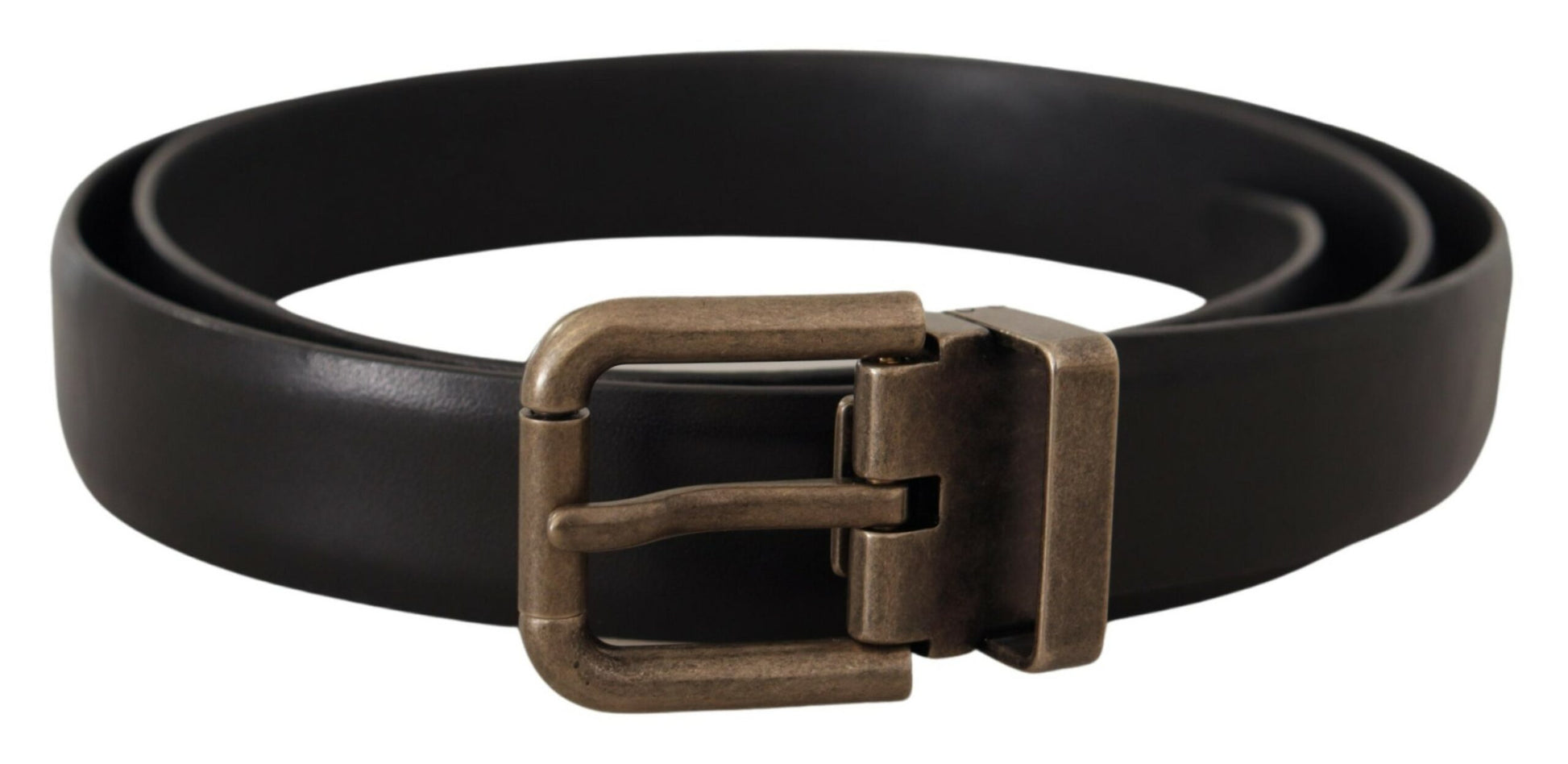 Ceinture Dolce & Gabbana en cuir de veau noir et boucle ardillon en laiton brossé