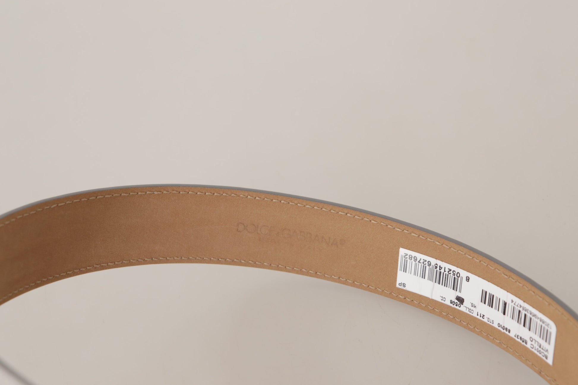 Ceinture Dolce & Gabbana en cuir argenté avec boucle en métal doré ornée du logo
