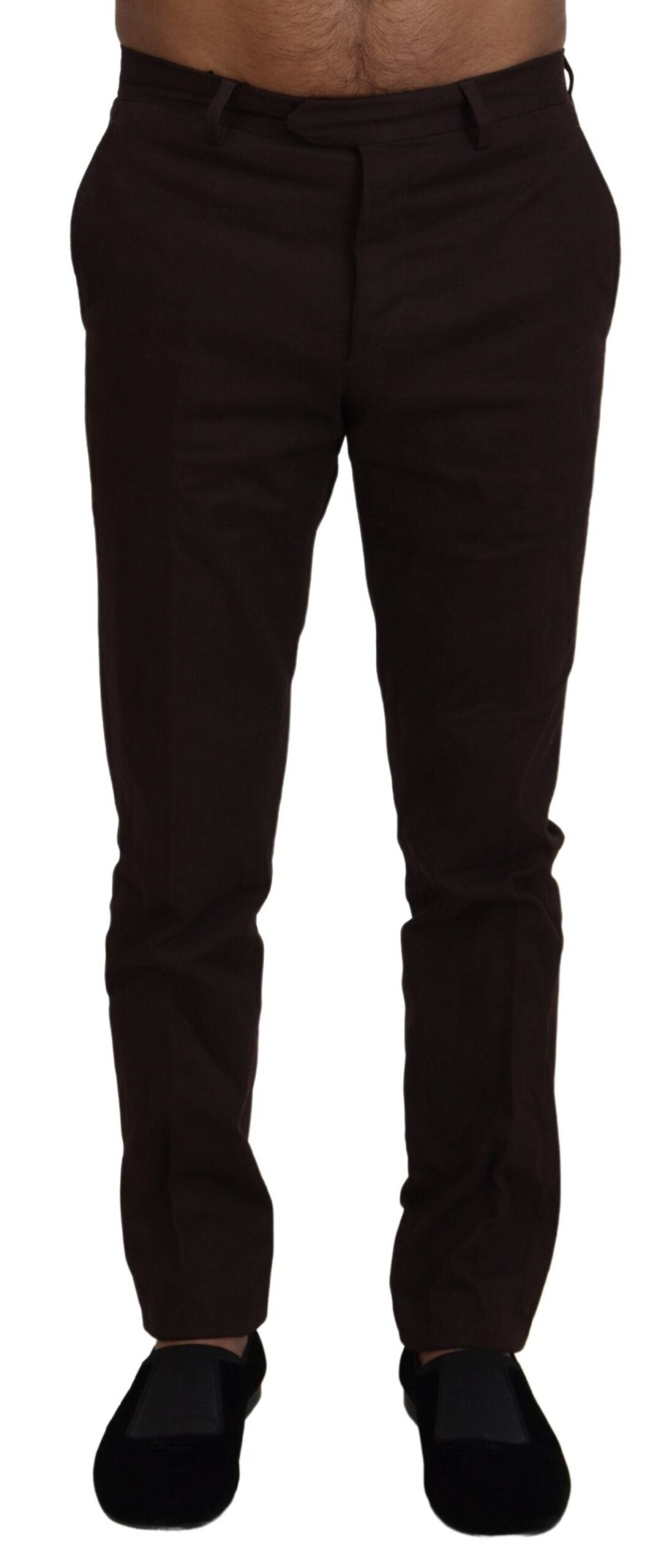 BENCIVENGA Braune, schmal zulaufende Herrenhose aus Baumwolle