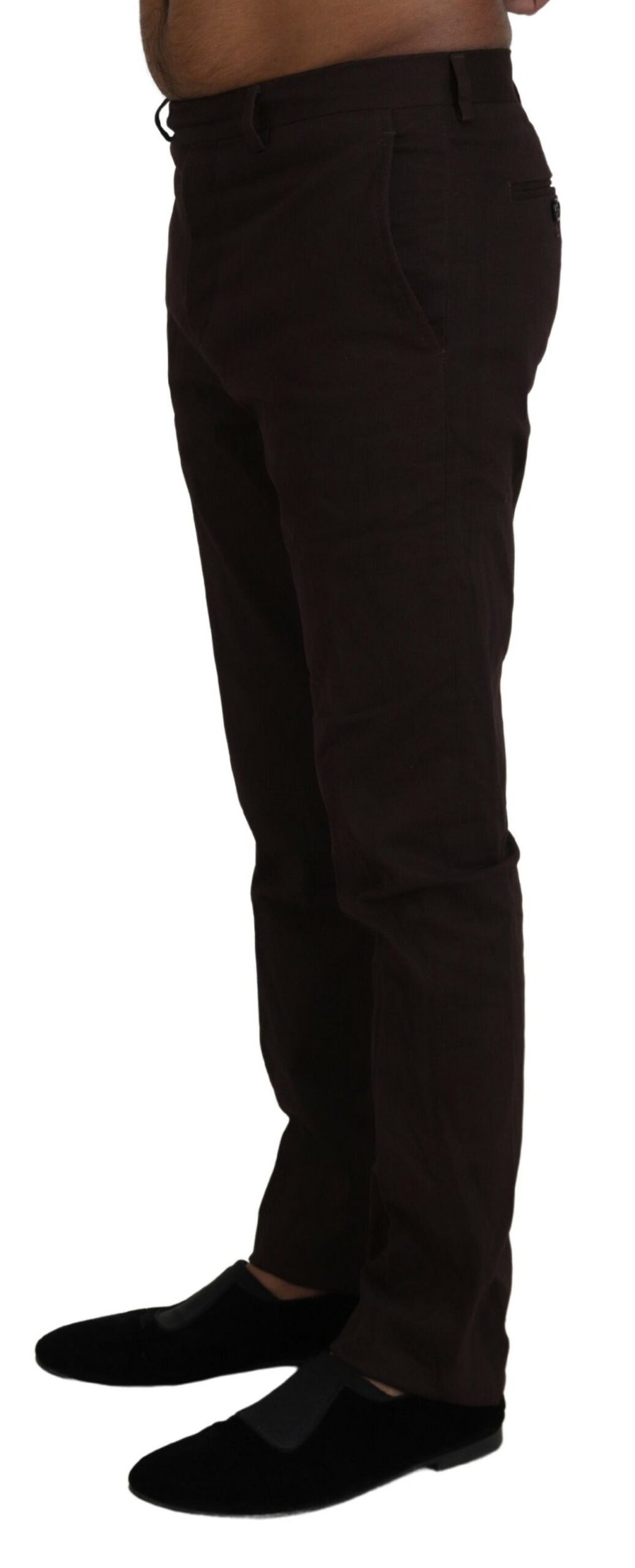 BENCIVENGA Braune, schmal zulaufende Herrenhose aus Baumwolle