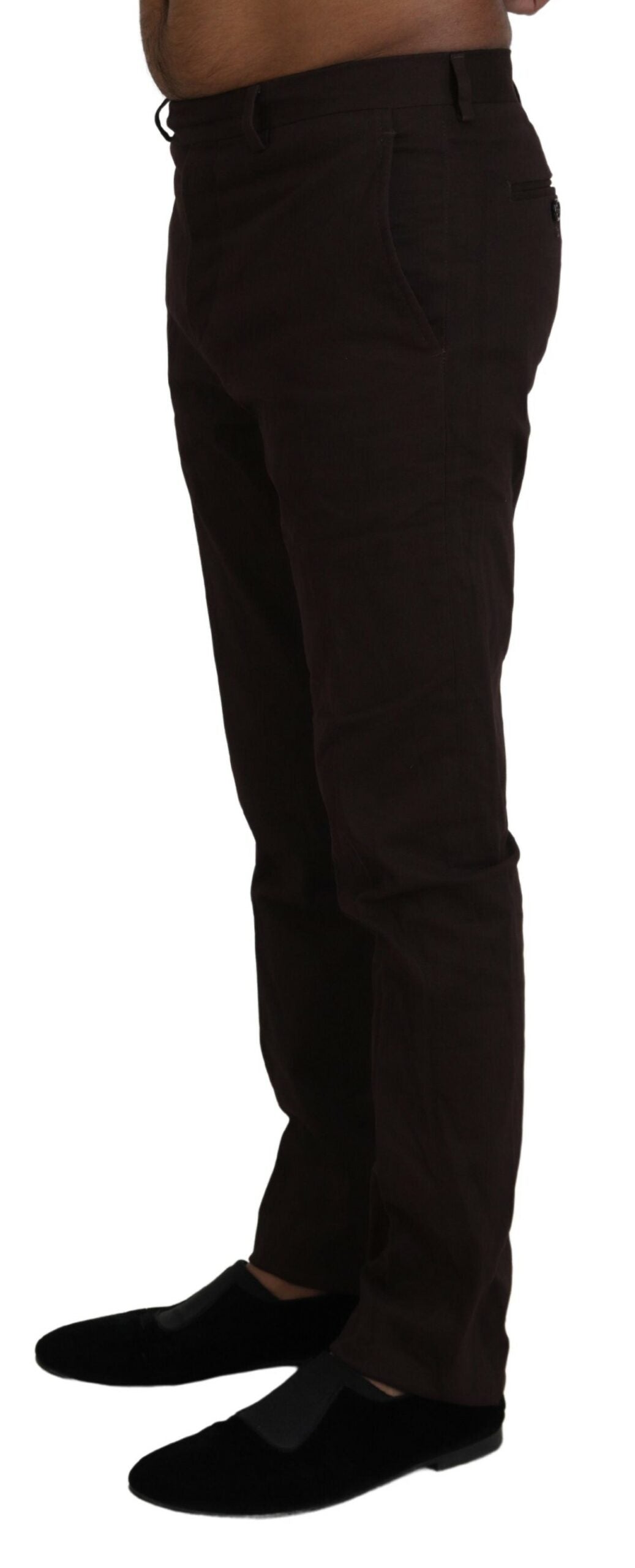 BENCIVENGA Braune, schmal zulaufende Herrenhose aus Baumwolle