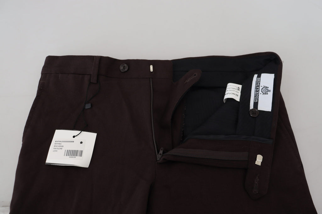 BENCIVENGA Braune, schmal zulaufende Herrenhose aus Baumwolle
