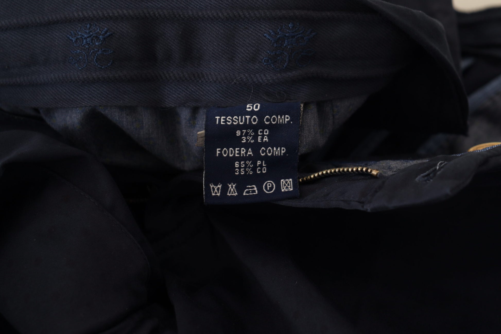 Pantalon skinny homme en coton bleu foncé Domenico Tagliente