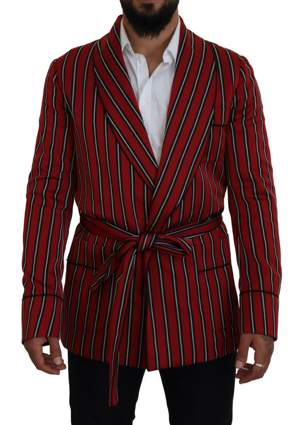 Robe Dolce & Gabbana doublée d'un imprimé rayé Martini rouge