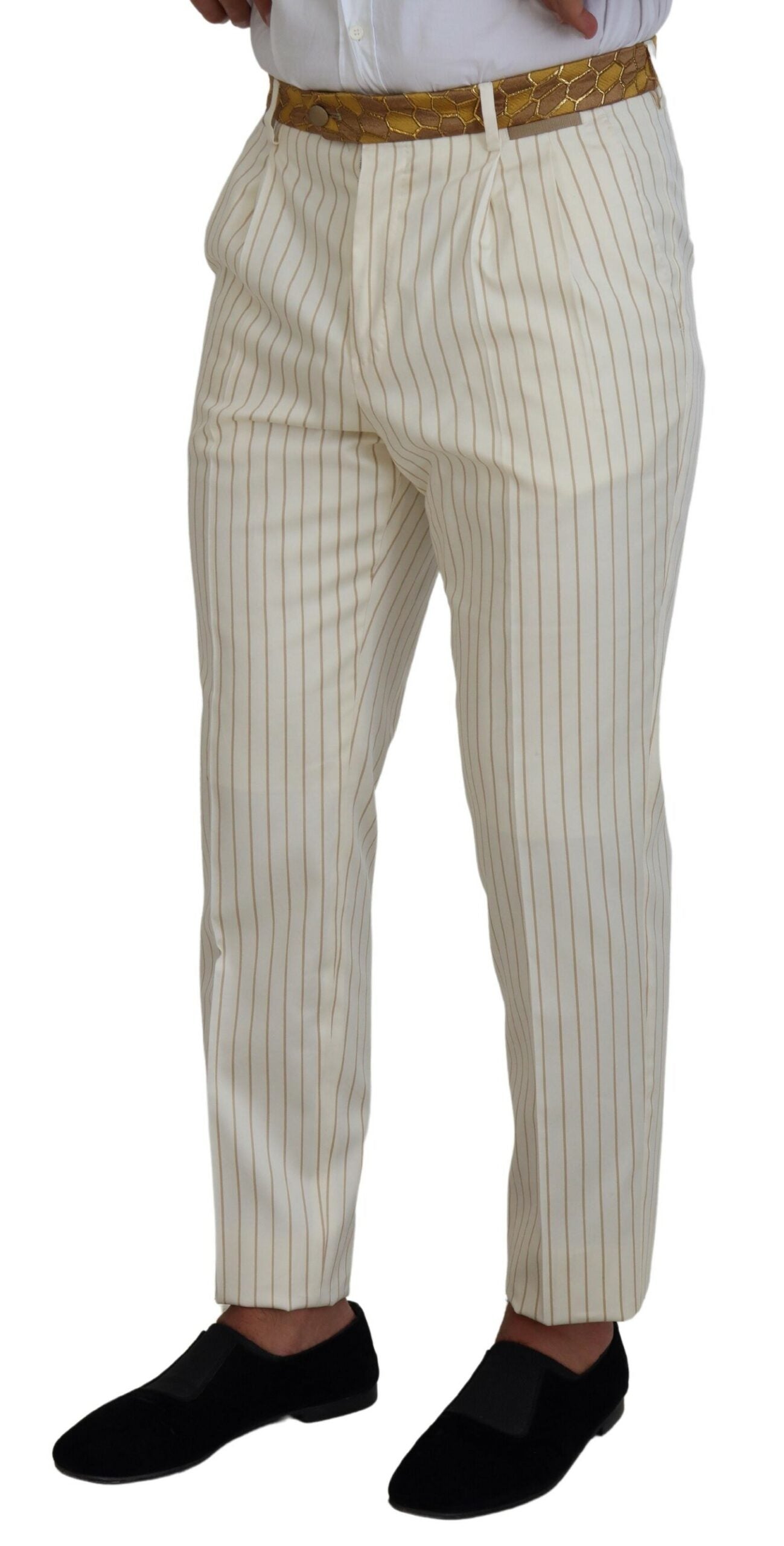 Costume slim à rayures or blanc cassé Dolce & Gabbana