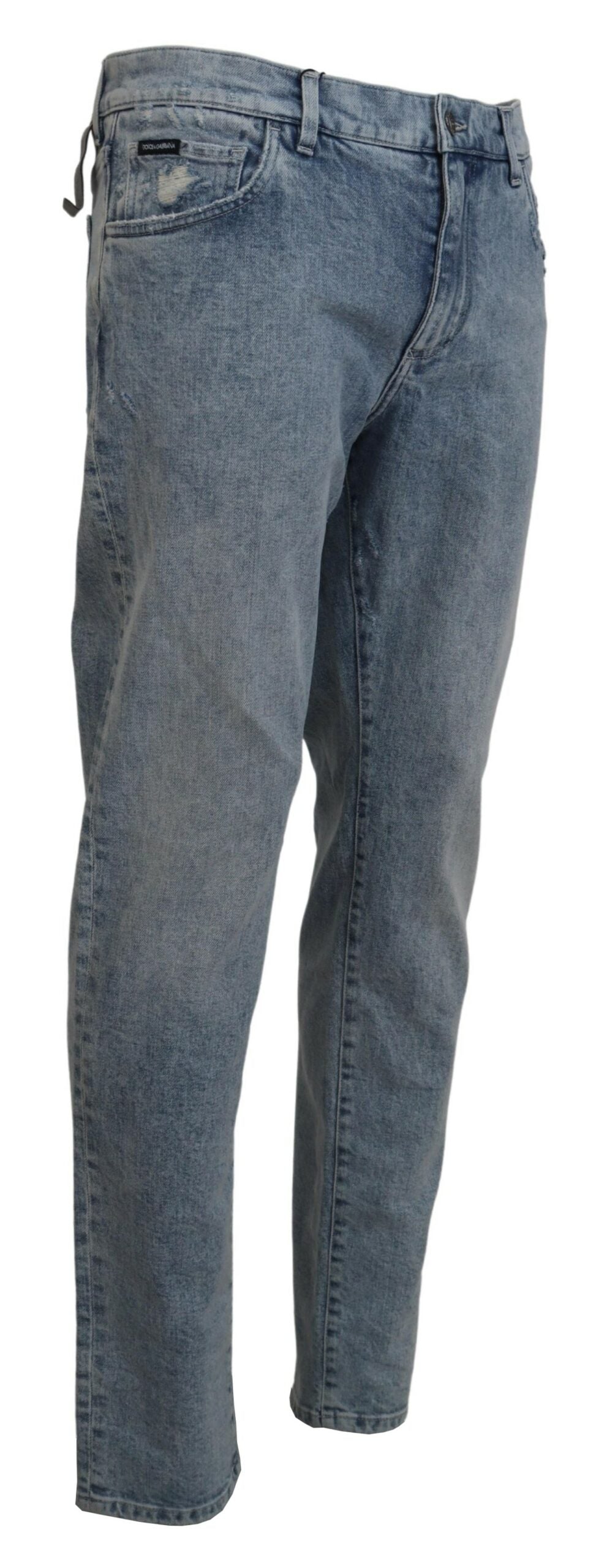 Jean slim en denim de coton délavé bleu Dolce & Gabbana
