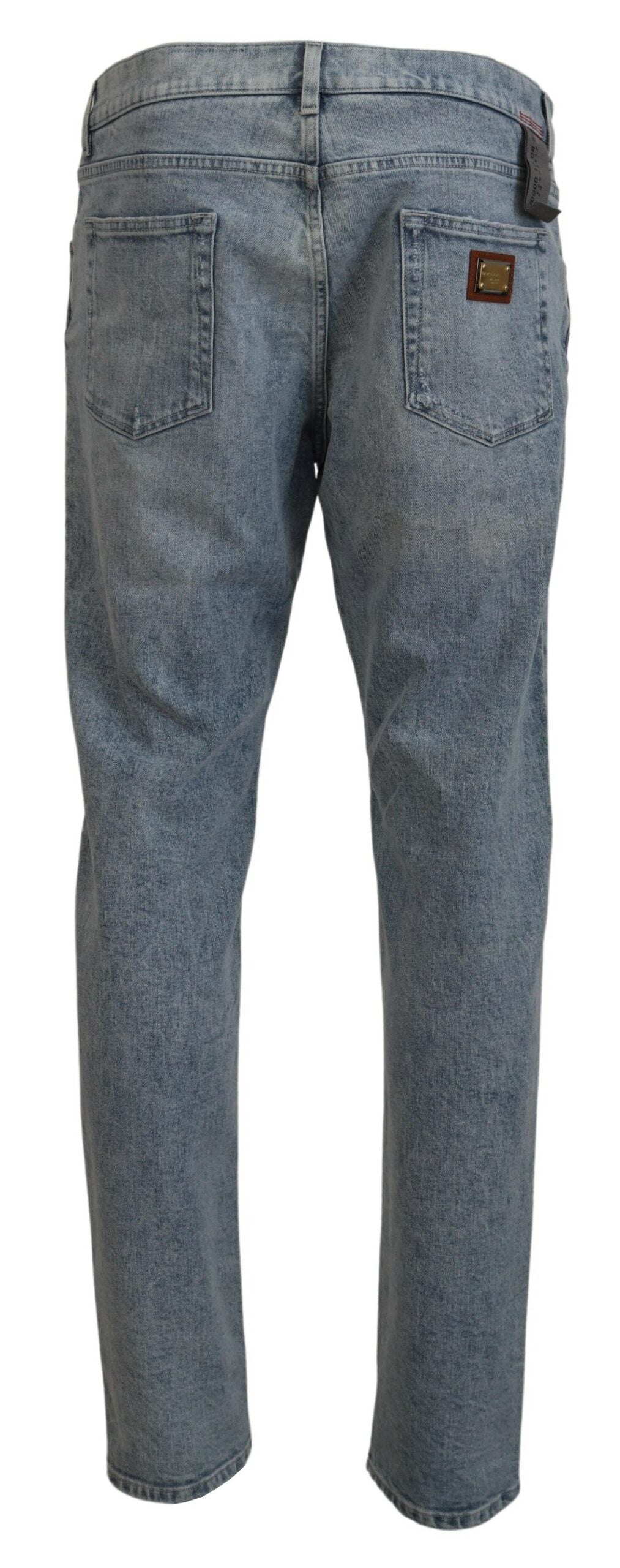 Jean slim en denim de coton délavé bleu Dolce & Gabbana