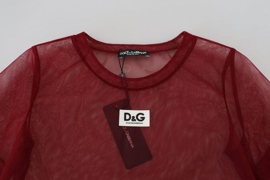 Mini-robe droite Dolce & Gabbana bordeaux en nylon à deux épaisseurs