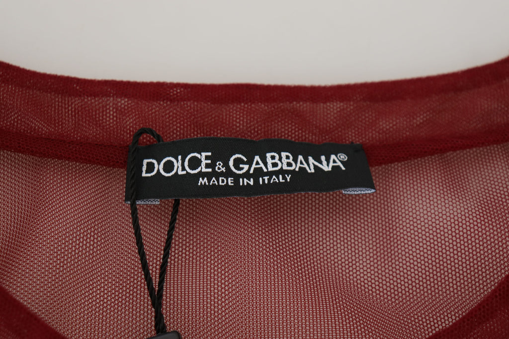 Mini-robe droite Dolce & Gabbana bordeaux en nylon à deux épaisseurs