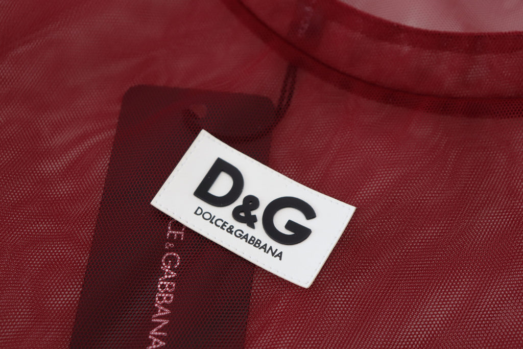 Mini-robe droite Dolce & Gabbana bordeaux en nylon à deux épaisseurs