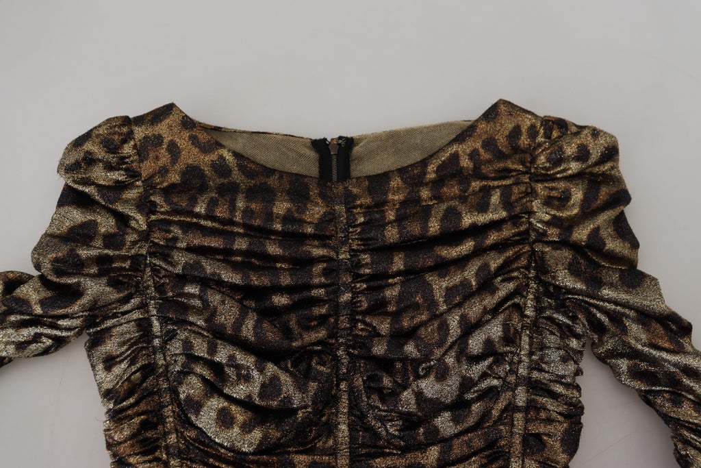 Robe fourreau mi-longue moulante Dolce & Gabbana léopard multicolore