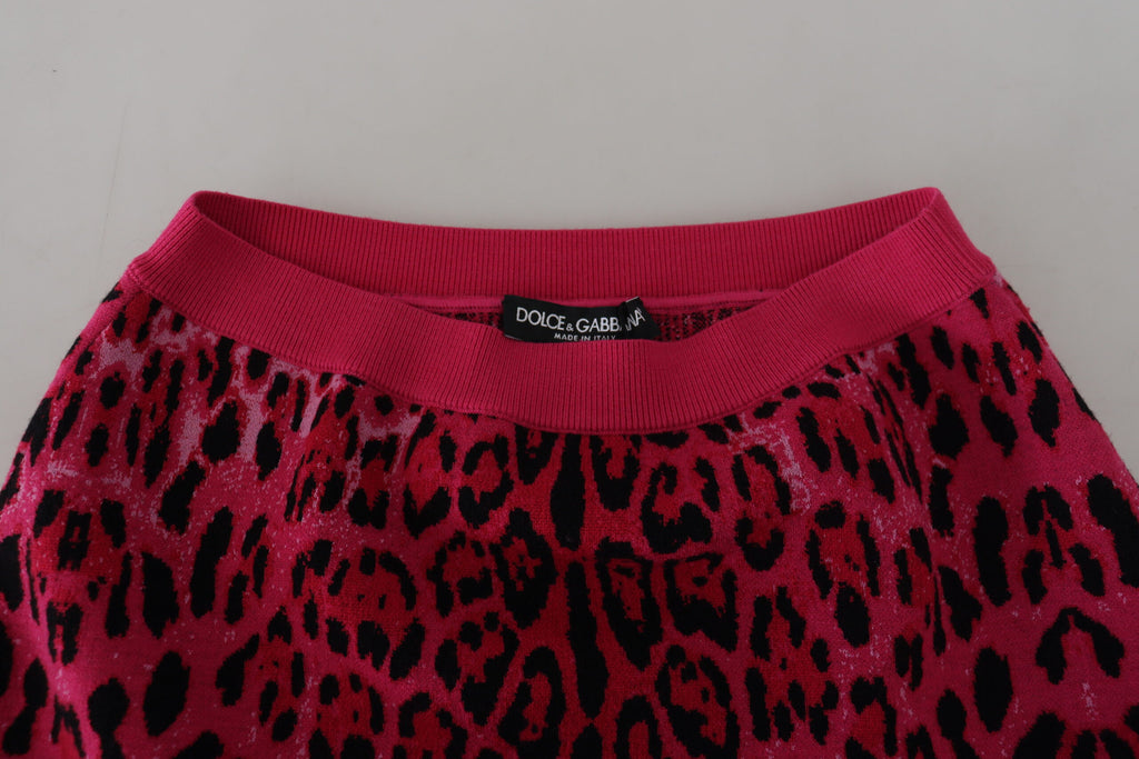 Mini-jupe trapèze taille haute léopard rose Dolce & Gabbana