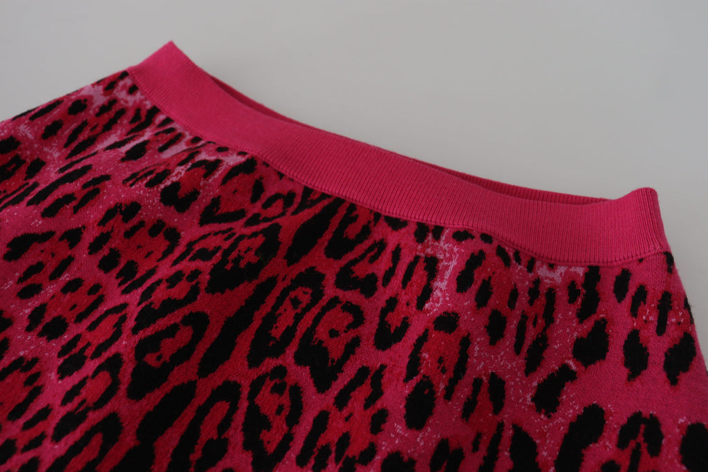 Mini-jupe trapèze taille haute léopard rose Dolce & Gabbana