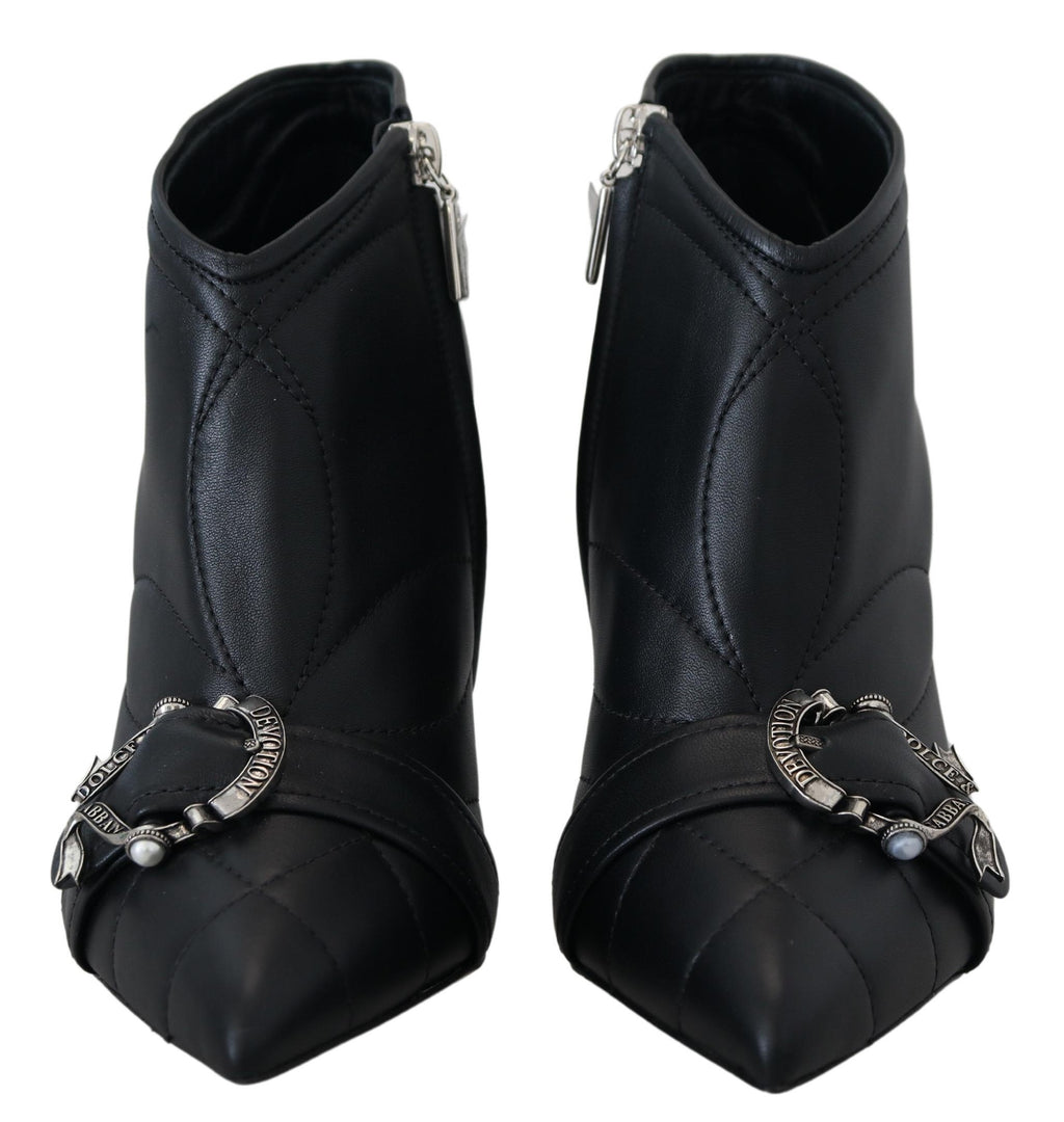 Bottes Cheville Matelassées Bouclées Noires Devotion Dolce & Gabbana