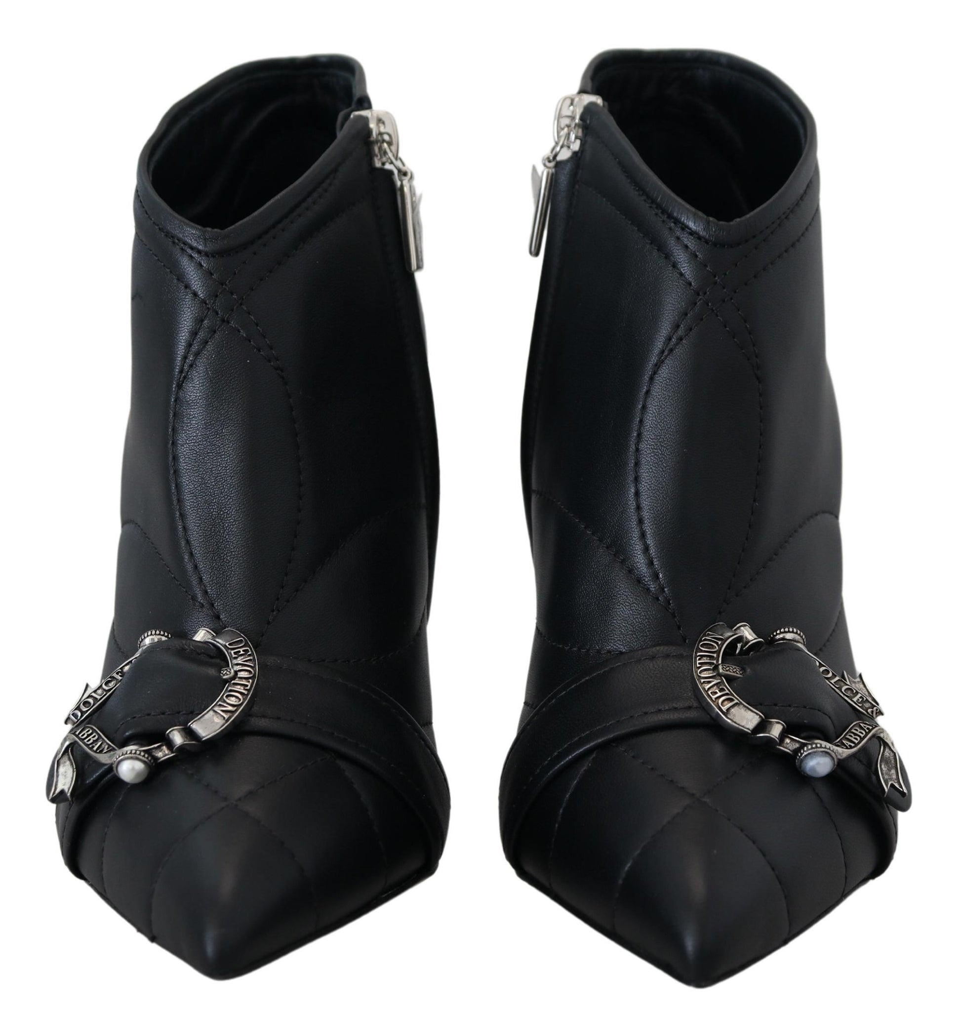 Bottes Cheville Matelassées Bouclées Noires Devotion Dolce & Gabbana