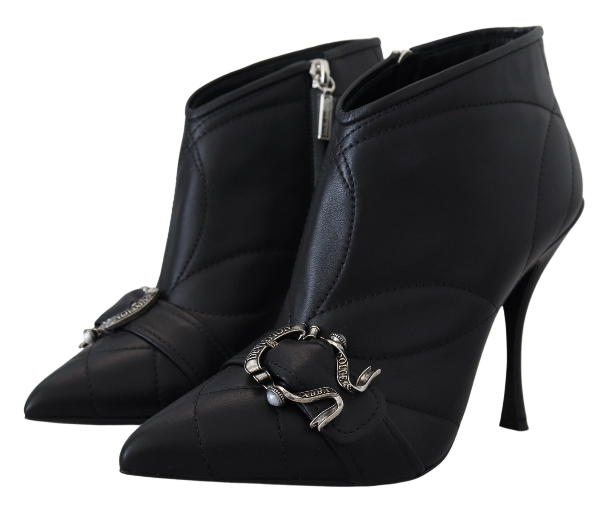 Bottes Cheville Matelassées Bouclées Noires Devotion Dolce & Gabbana