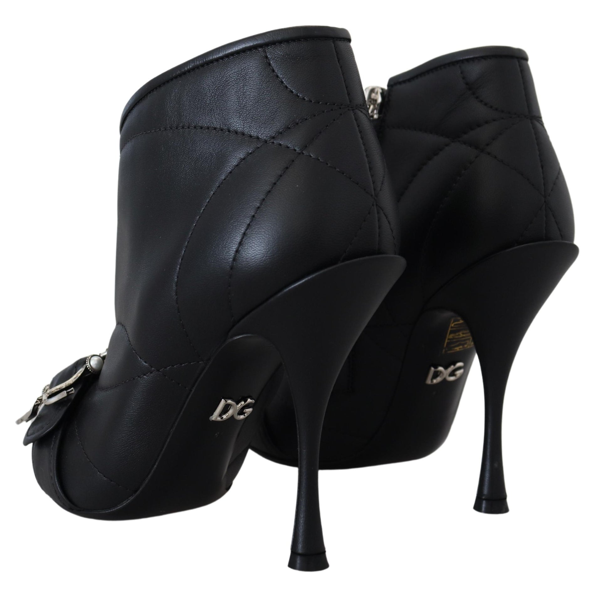 Bottes Cheville Matelassées Bouclées Noires Devotion Dolce & Gabbana
