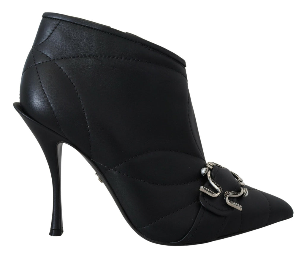 Bottes Cheville Matelassées Bouclées Noires Devotion Dolce & Gabbana