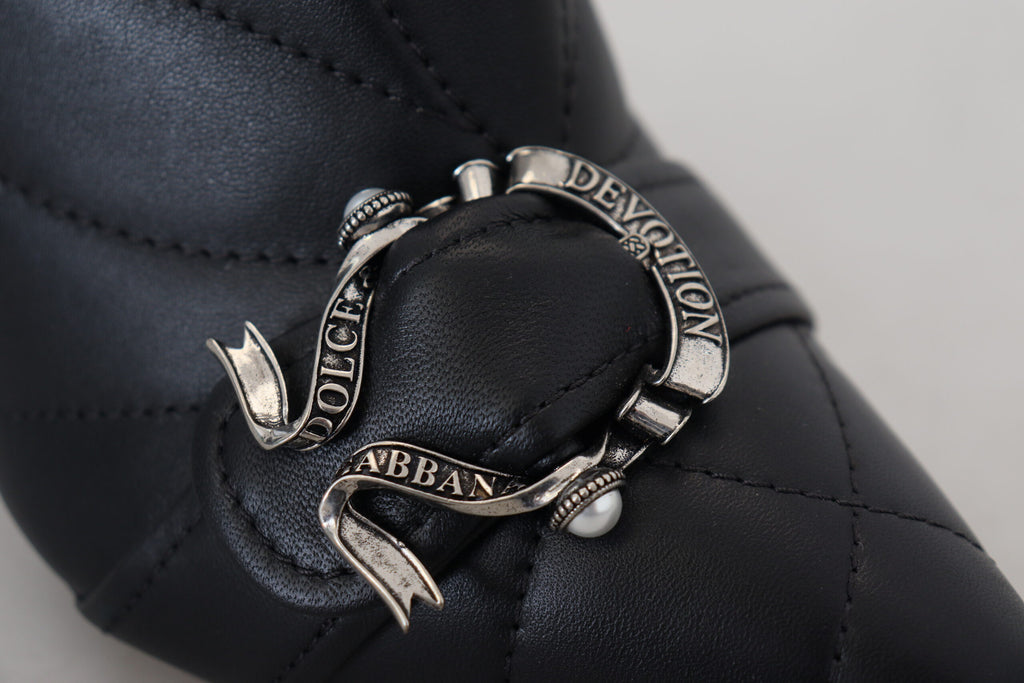 Bottes Cheville Matelassées Bouclées Noires Devotion Dolce & Gabbana
