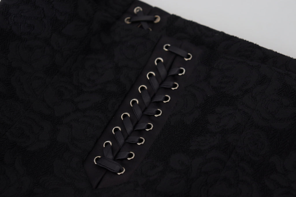 Jupe crayon courte au-dessus du genou en brocart noir Dolce & Gabbana