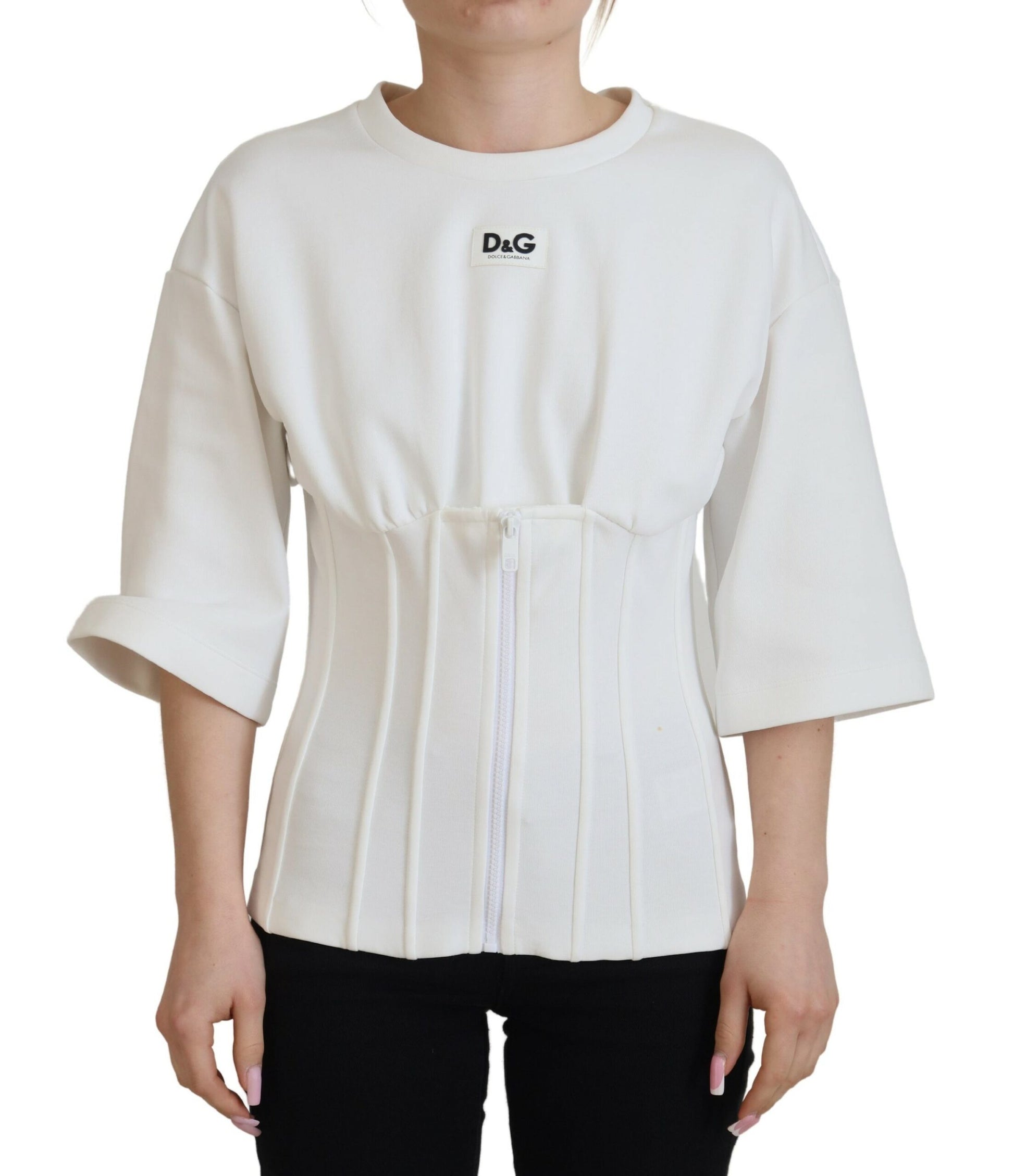 Haut Dolce & Gabbana en coton stretch blanc à corset
