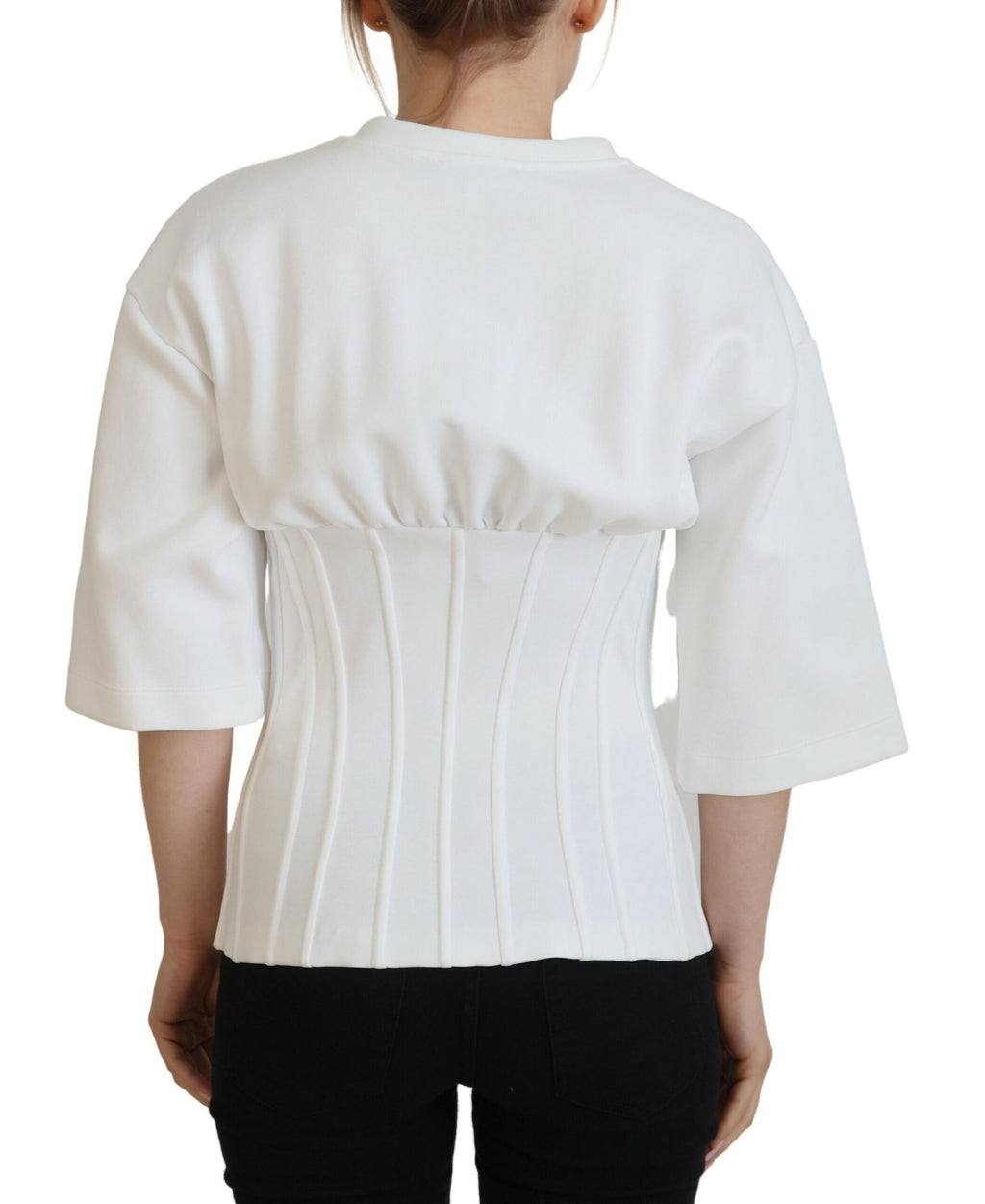 Haut Dolce & Gabbana en coton stretch blanc à corset