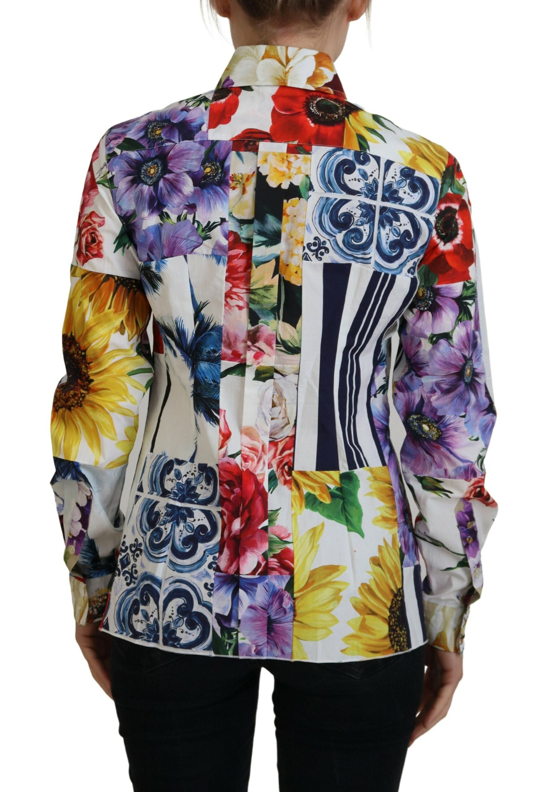 Chemisier Dolce & Gabbana en coton à fleurs multicolores avec col