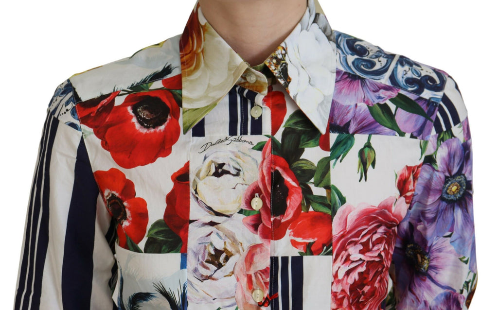 Chemisier Dolce & Gabbana en coton à fleurs multicolores avec col
