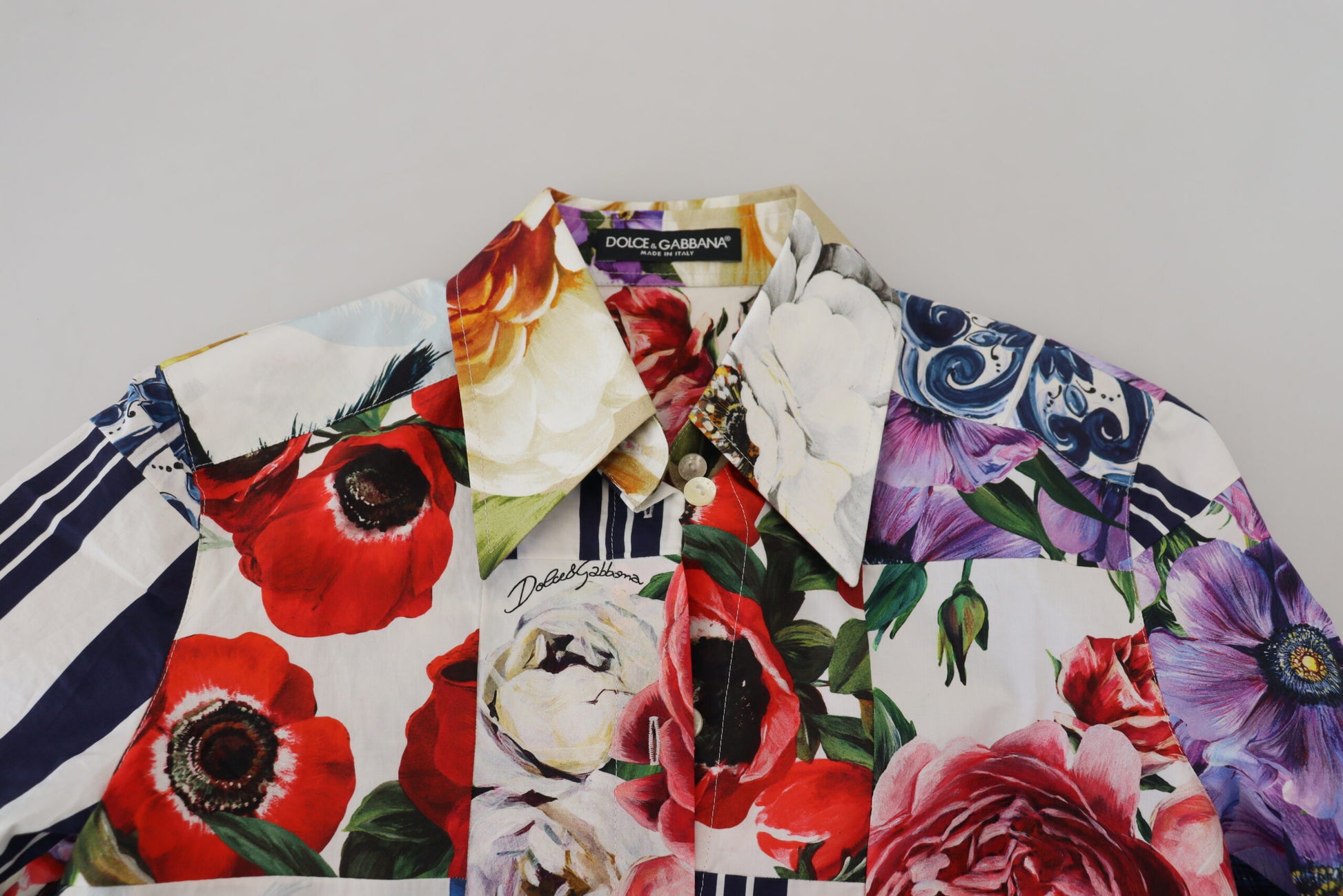Chemisier Dolce & Gabbana en coton à fleurs multicolores avec col