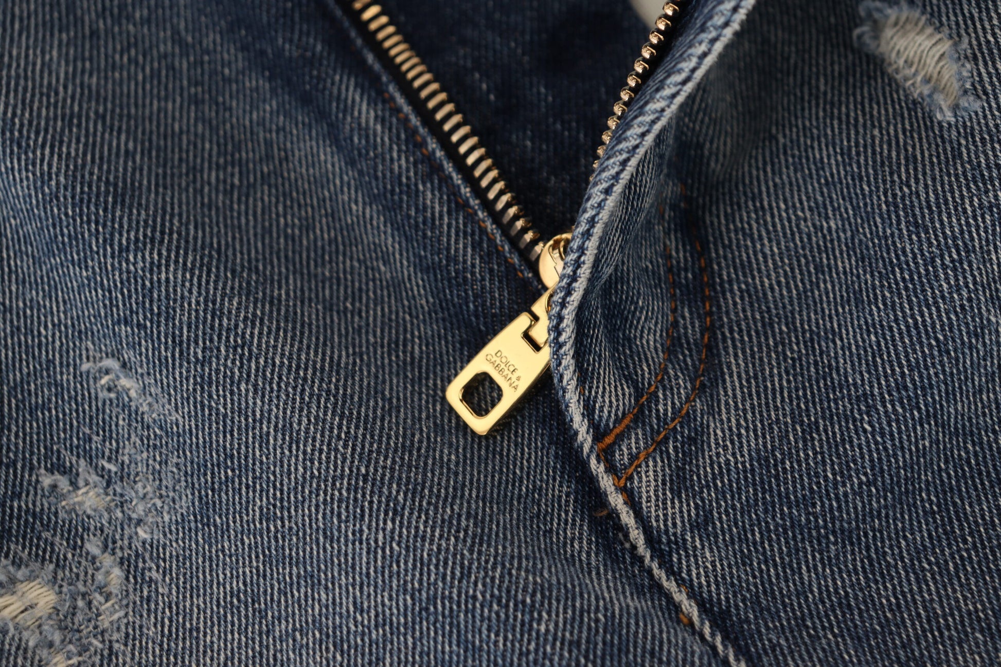 Jeans slim en coton déchiré bleu Dolce & Gabbana