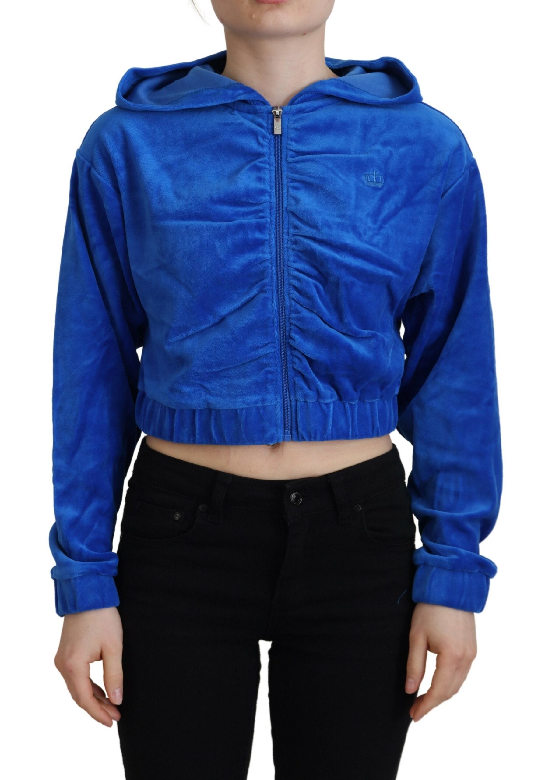 Juicy Couture Coton Bleu Plein Zip Court Sweat à Capuche