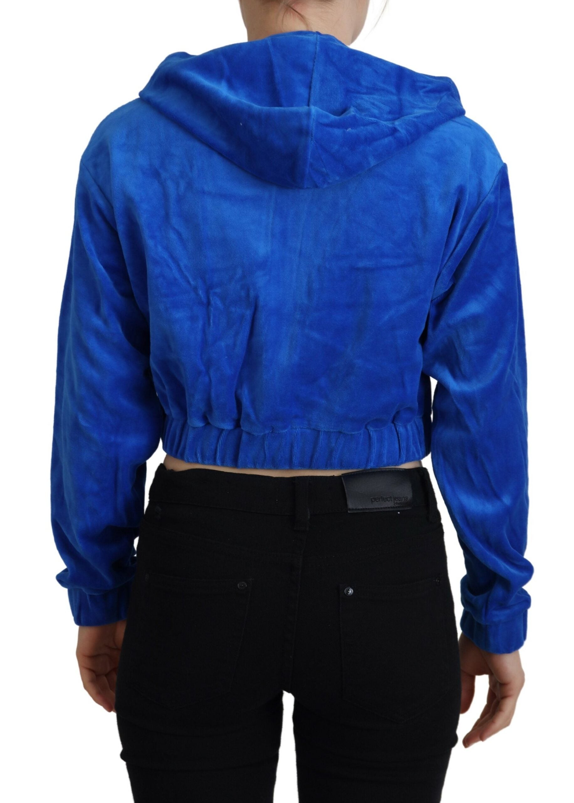 Juicy Couture Coton Bleu Plein Zip Court Sweat à Capuche