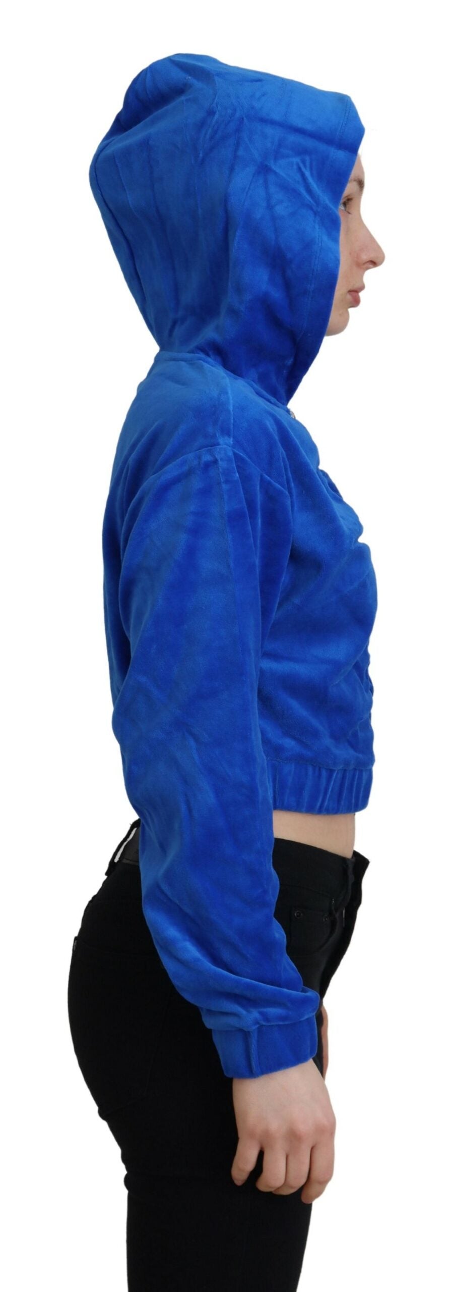 Juicy Couture Coton Bleu Plein Zip Court Sweat à Capuche