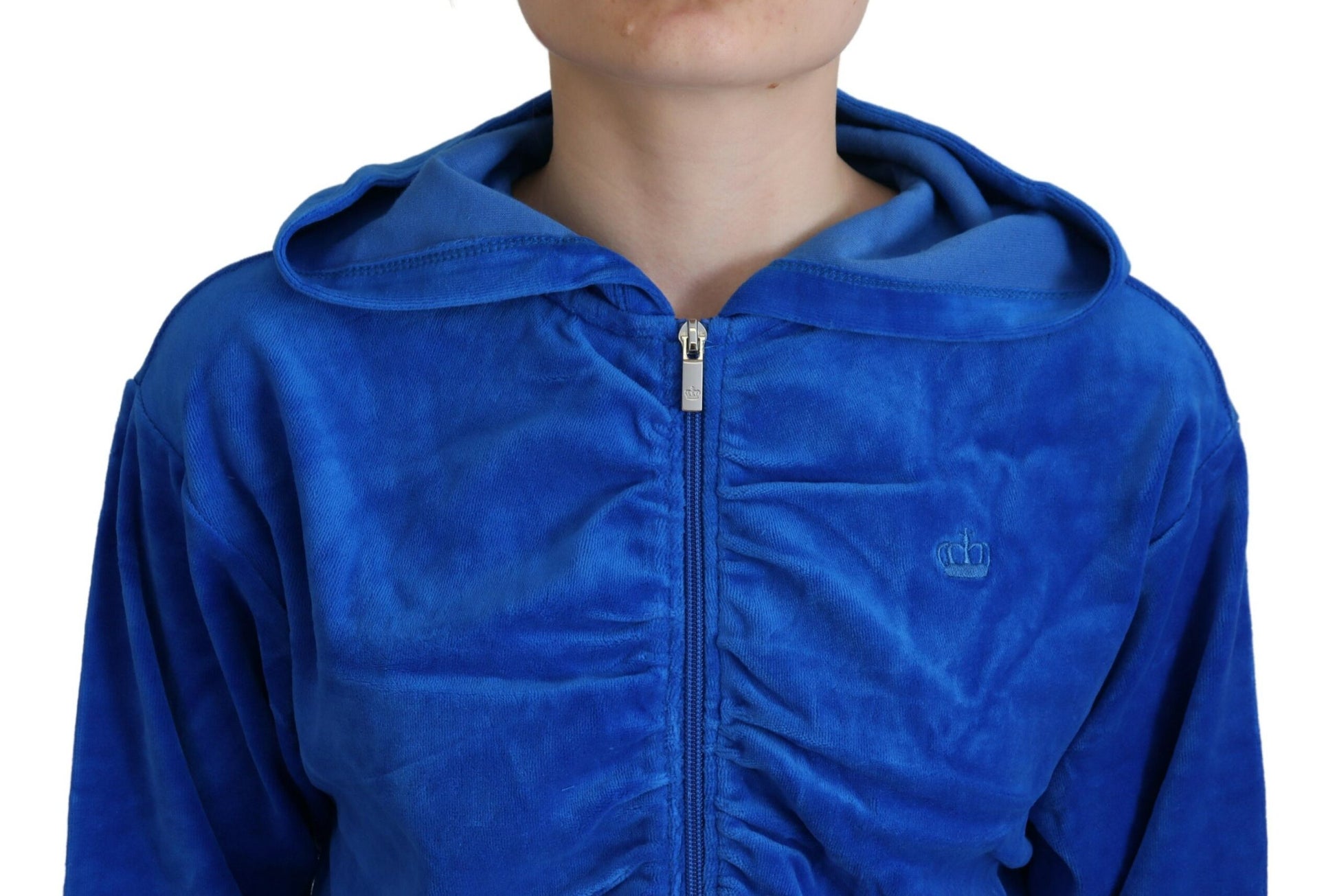 Juicy Couture Coton Bleu Plein Zip Court Sweat à Capuche