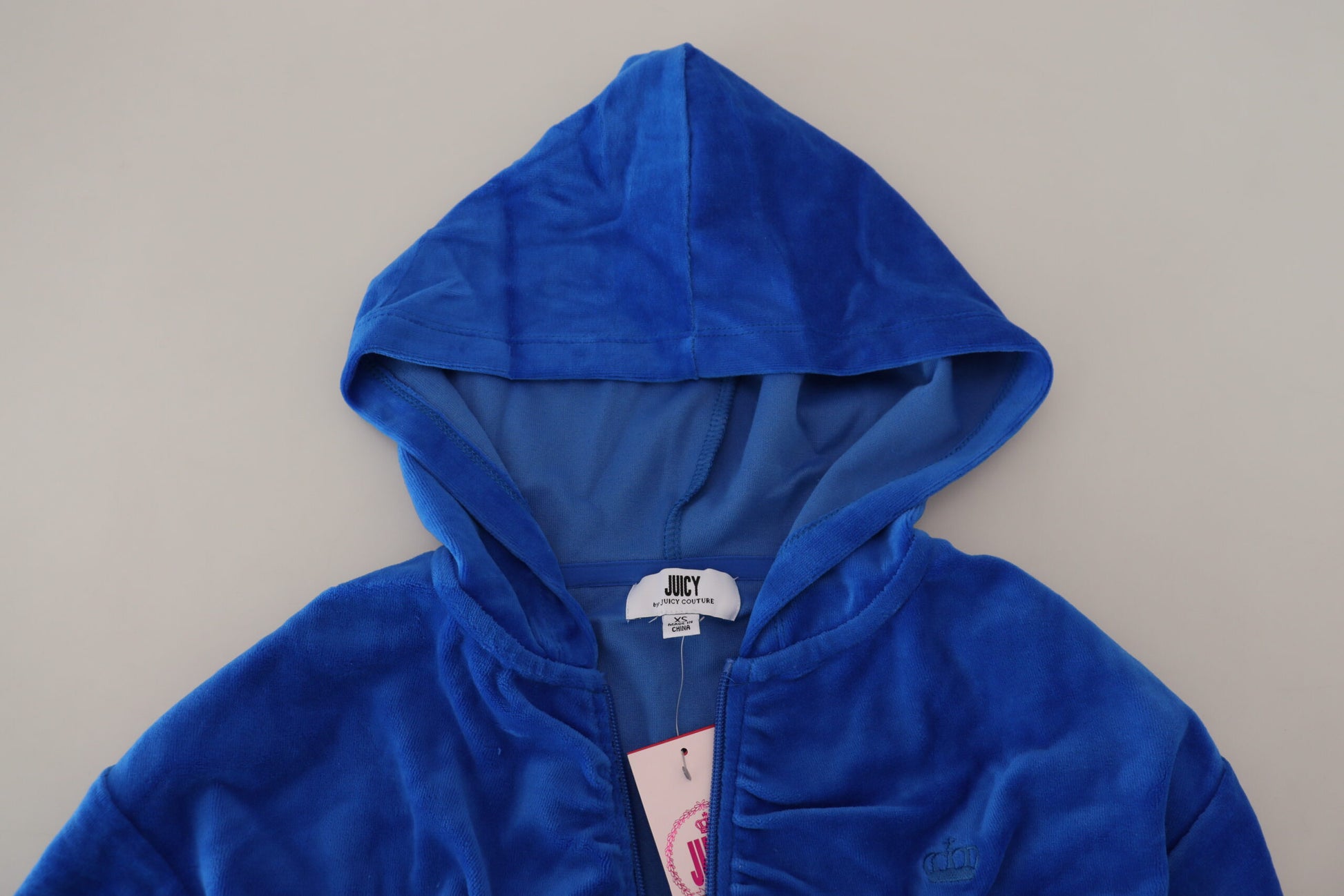 Juicy Couture Coton Bleu Plein Zip Court Sweat à Capuche