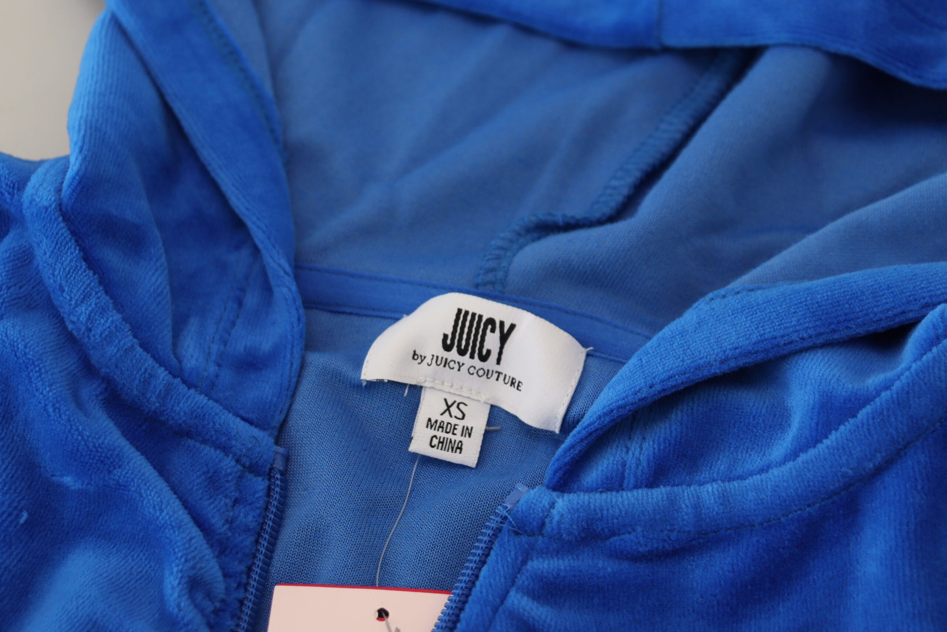 Juicy Couture Coton Bleu Plein Zip Court Sweat à Capuche
