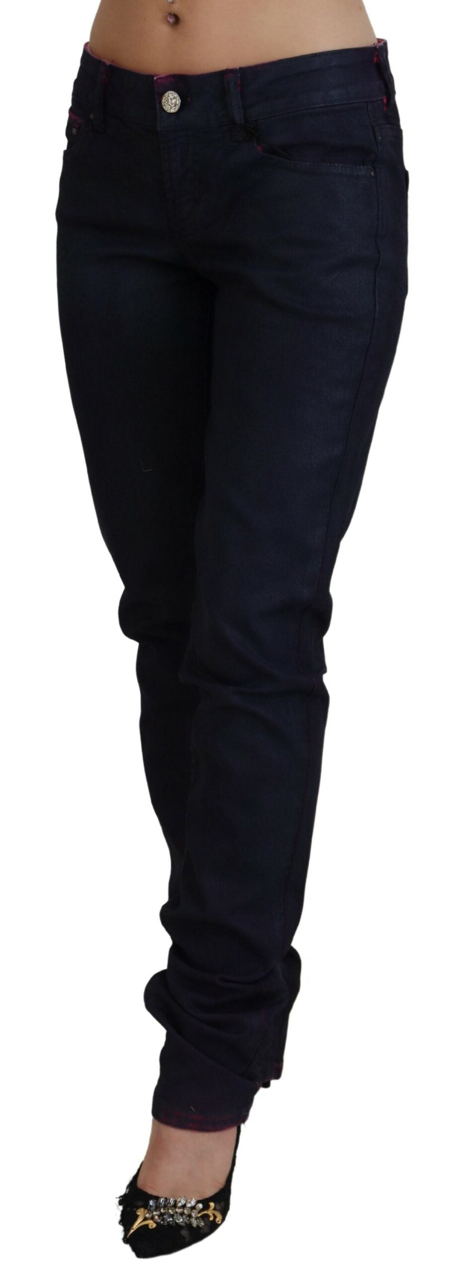 Jeans en denim décontracté pour femme Just Cavalli Noir taille basse coupe ajustée