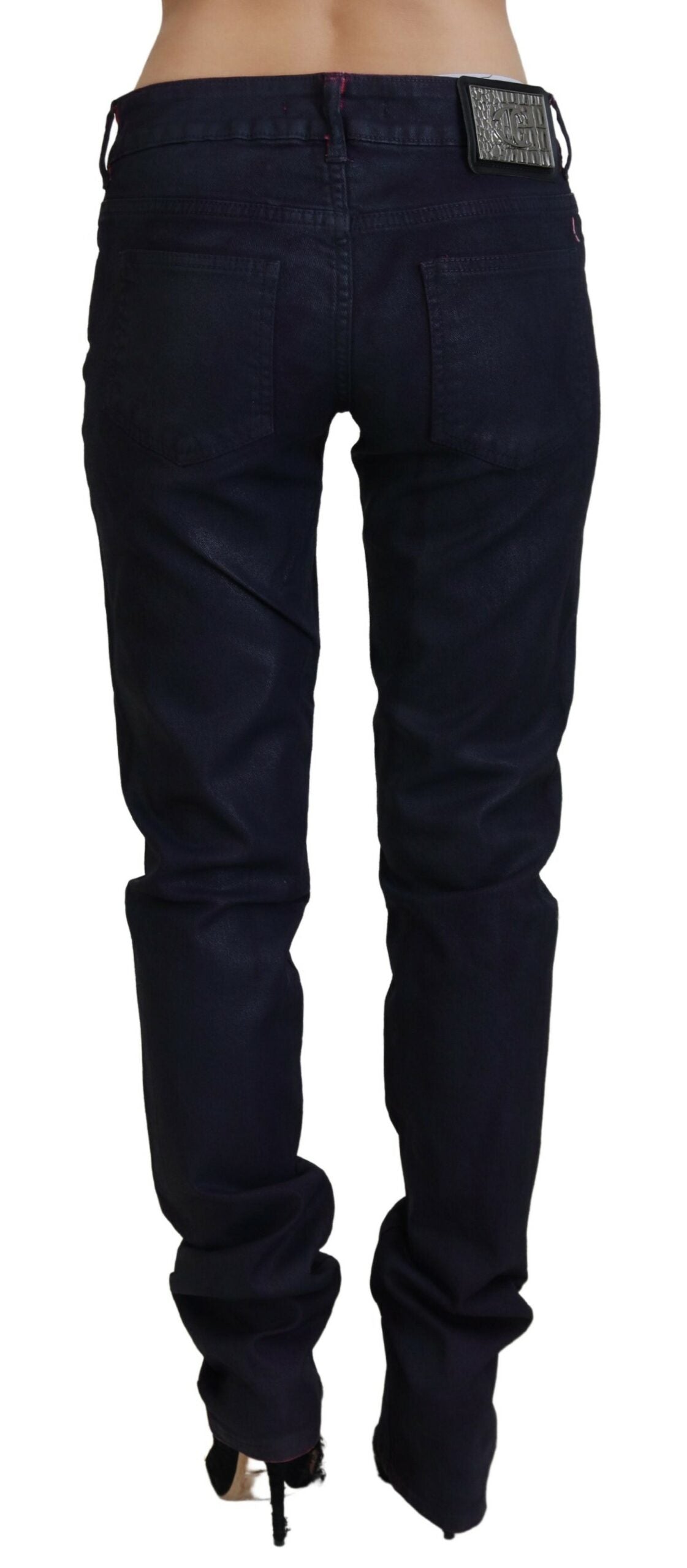Jeans en denim décontracté pour femme Just Cavalli Noir taille basse coupe ajustée