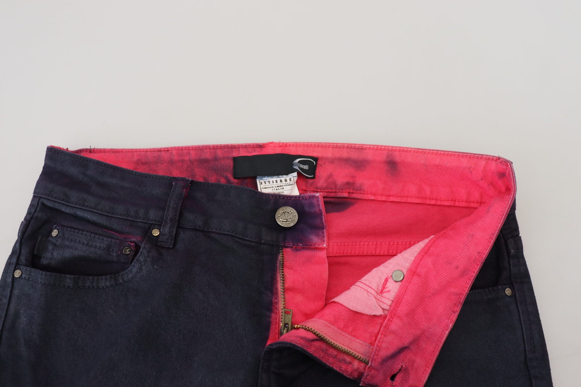 Jeans en denim décontracté pour femme Just Cavalli Noir taille basse coupe ajustée