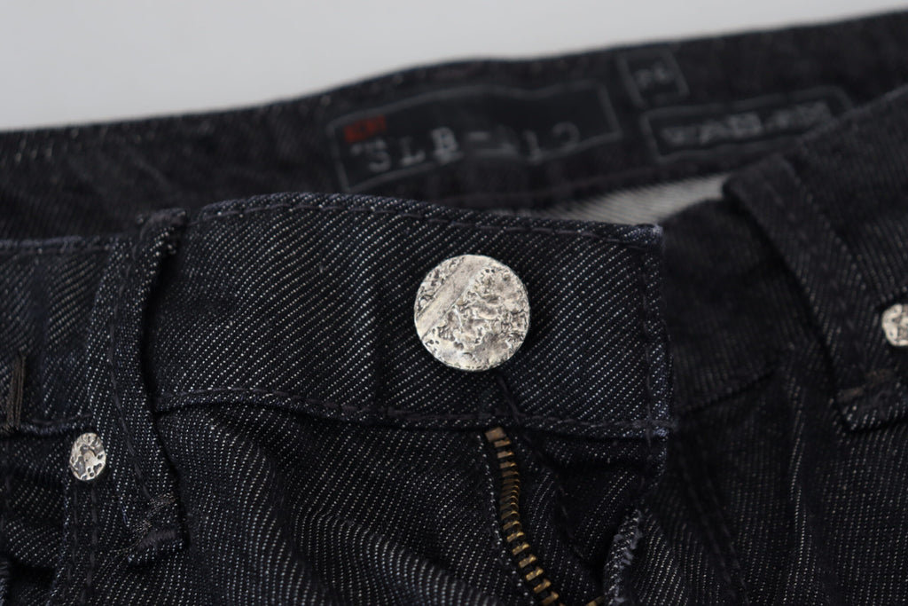 Acht Schwarze, schmal geschnittene Damen-Jeans aus Baumwolle mit niedriger Taille