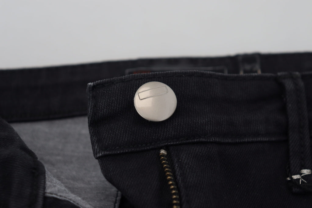 Jean skinny décontracté en denim de coton délavé noir Acht pour femme