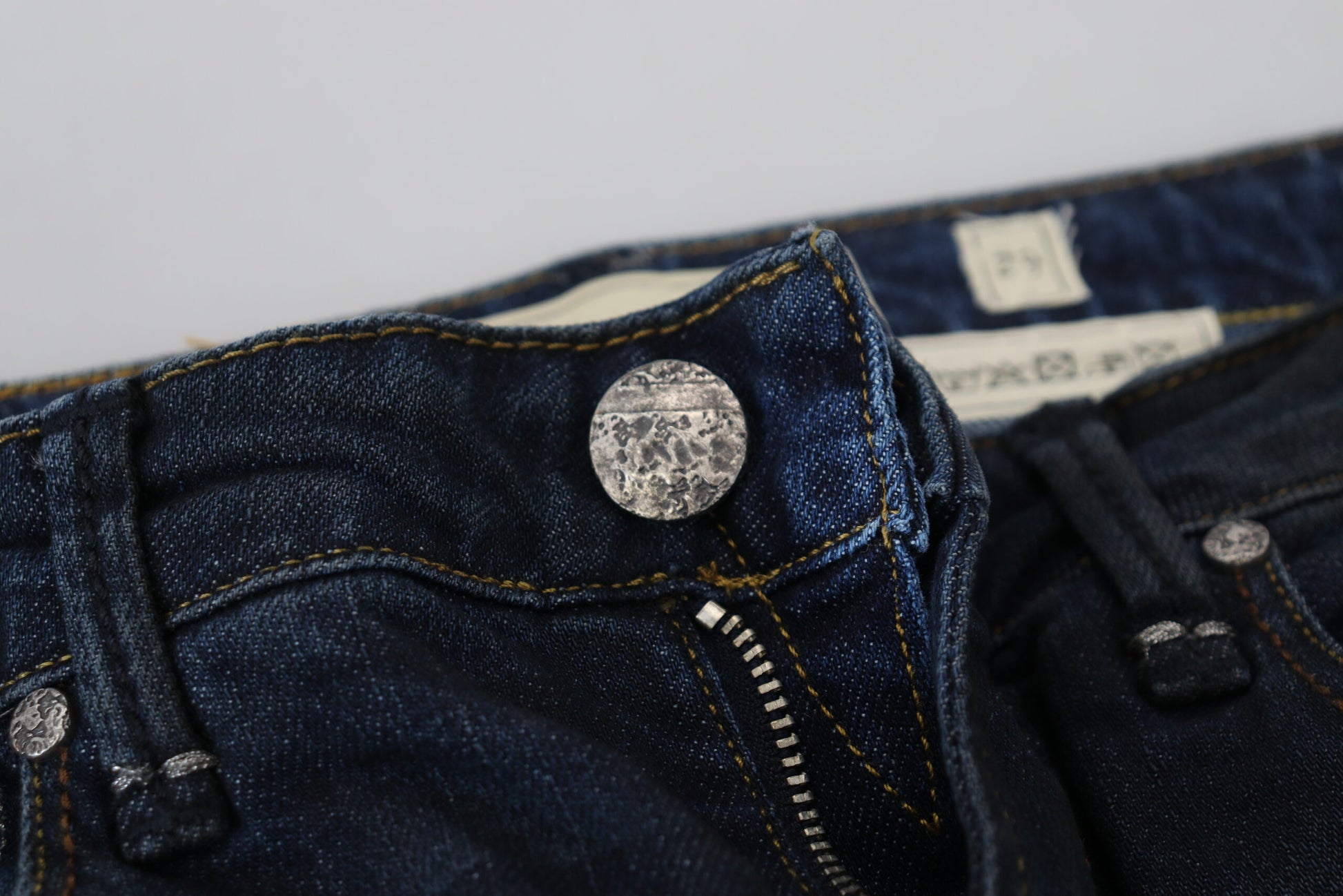 Jean skinny taille basse décontracté pour femme en denim de coton bleu Acht