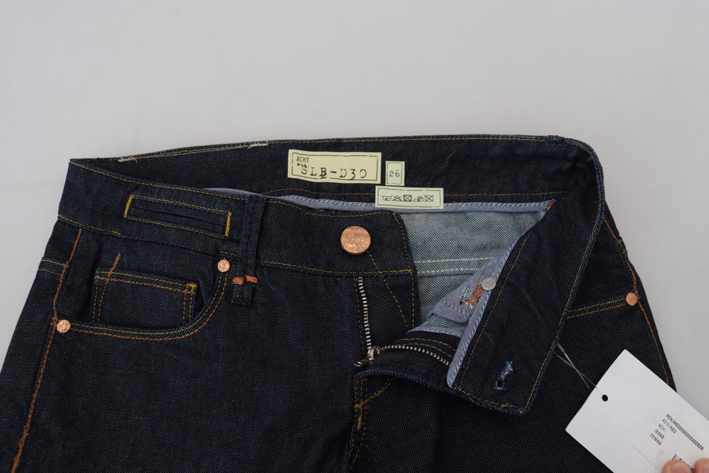 Acht Blue Cotton Low Waist Slim Fit Femme Casual Jeans