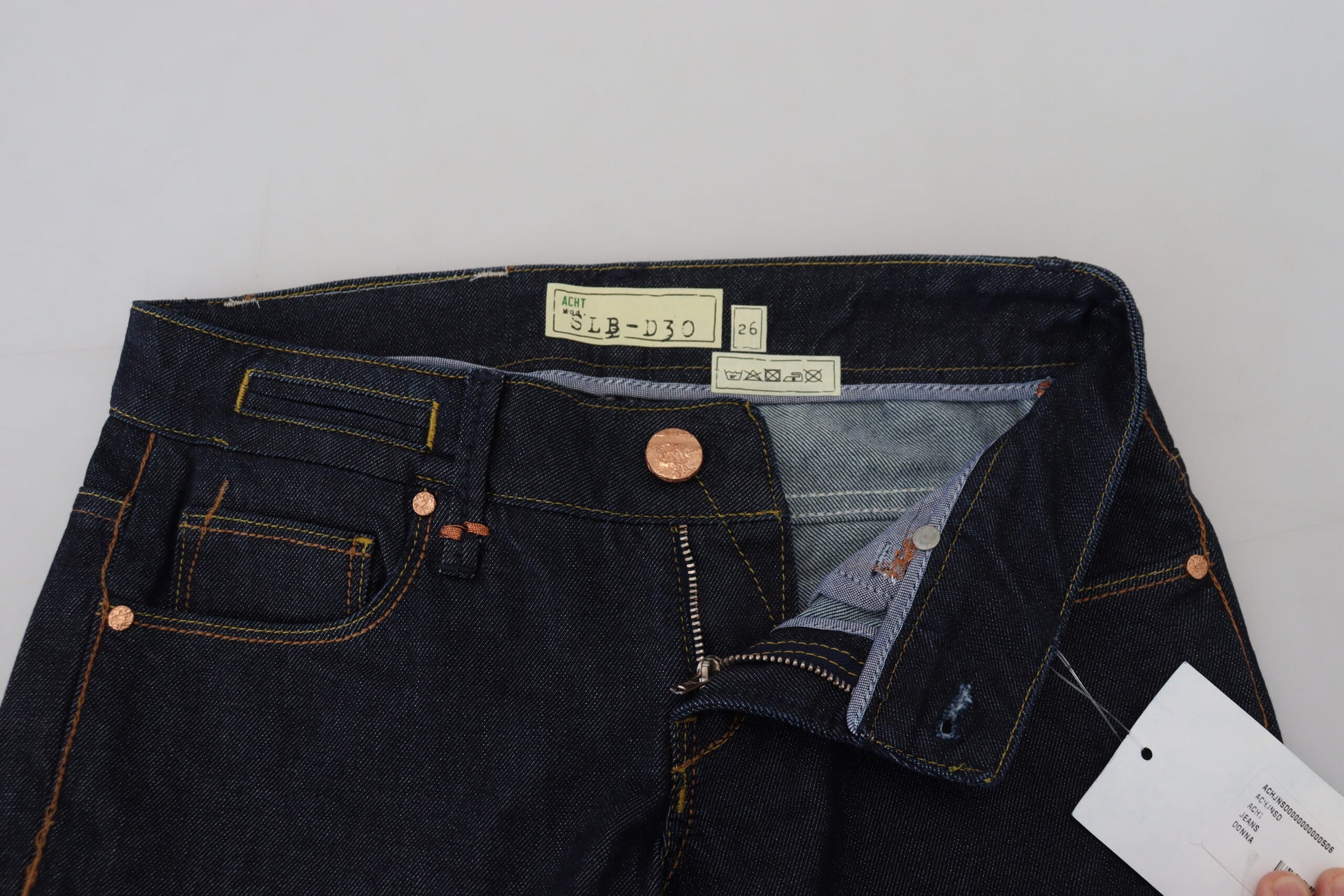 Acht Blue Cotton Low Waist Slim Fit Femme Casual Jeans