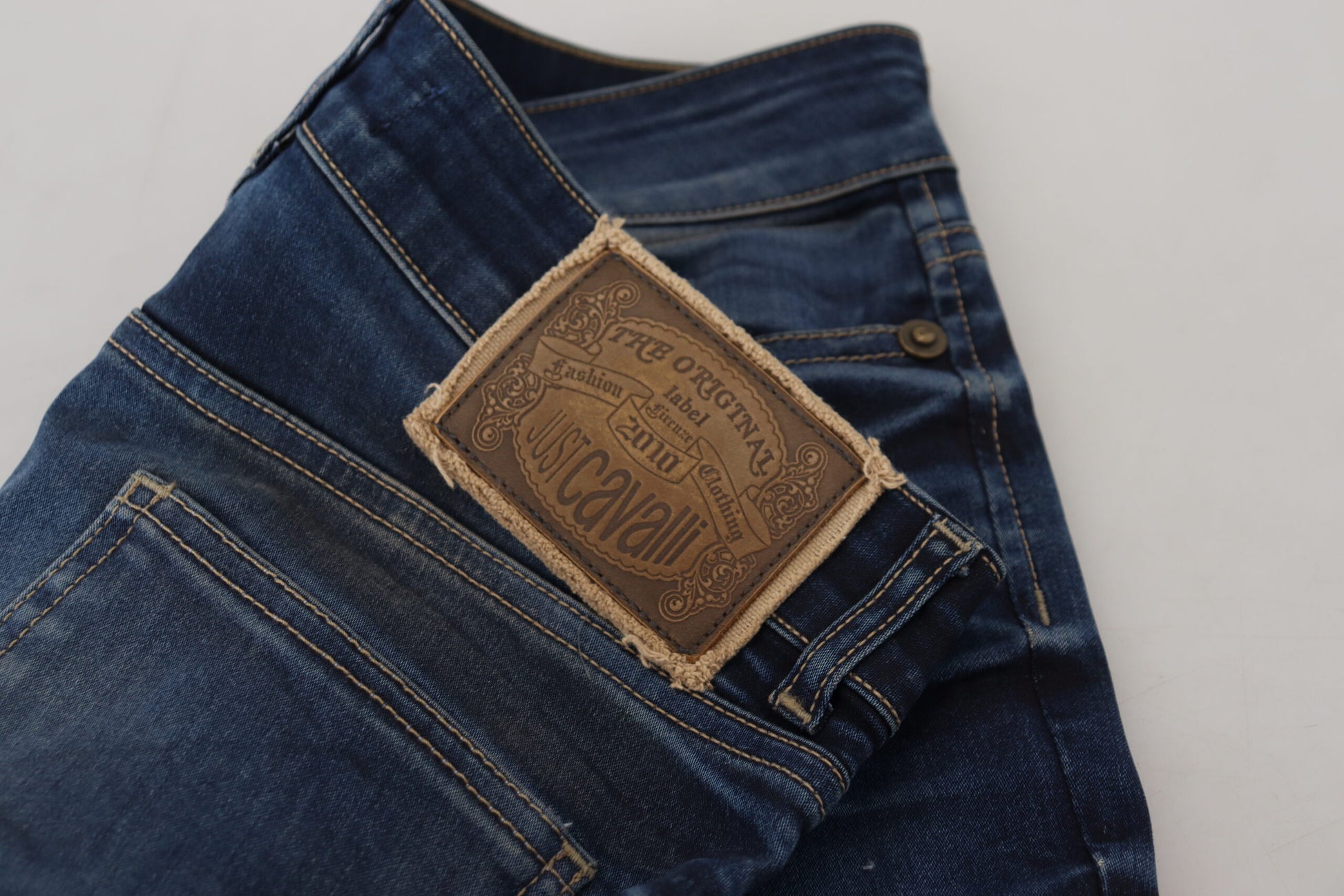 Jean en jean décontracté en coton bleu Just Cavalli pour femme