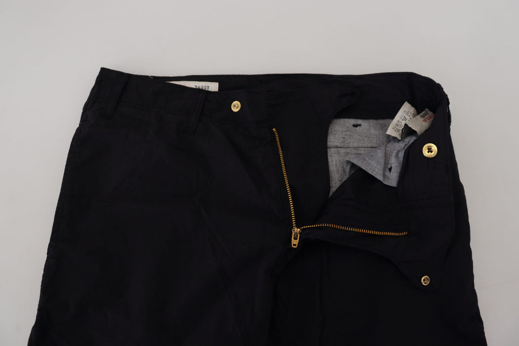 CYCLE Schwarze Baggy-Hose aus Baumwolle mit hoher Taille für Damen