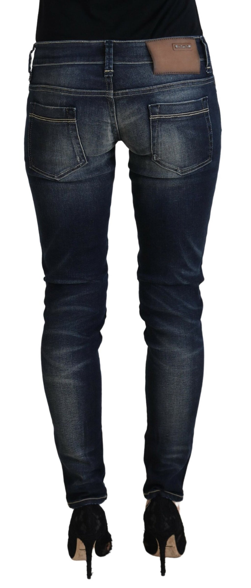 Jean slim en denim de coton délavé bleu Acht pour femme