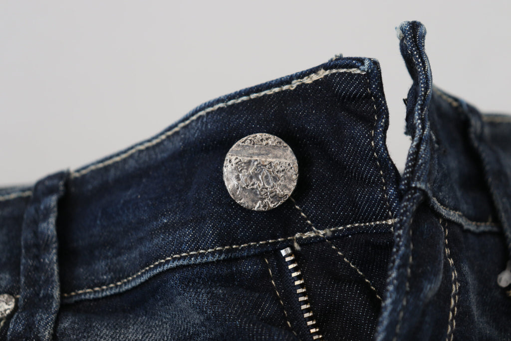 Jean slim en denim de coton délavé bleu Acht pour femme