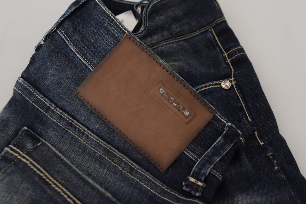 Jean slim en denim de coton délavé bleu Acht pour femme